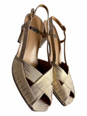 Stuart Weitzman Snakeskin Slingback Heels Size 9 Y2K Peep Toe Platform